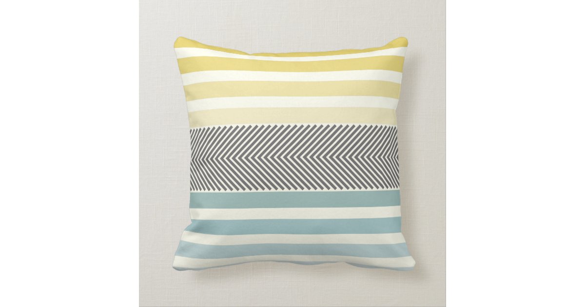 Aqua Yellow Gray Off White Arrow Herringbone Throw Pillow Zazzle