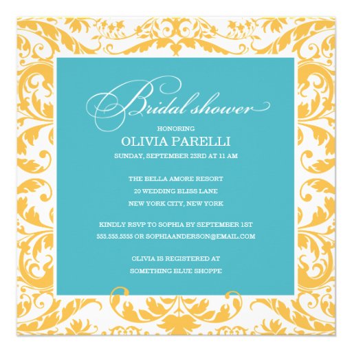 AQUA & YELLOW SHOWER | BRIDAL SHOWER INVITE