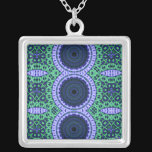 Aqua Zentangle Seahorse Kaliedescope Pattern Pendants