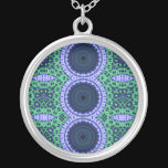 Aqua Zentangle Seahorse Kaliedescope Pattern Necklace