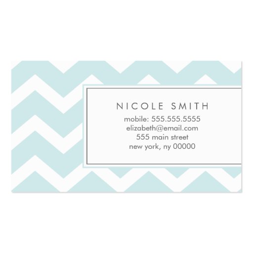 Aqua Zig Zag Chevron Pattern Calling Cards Business Card Template (front side)