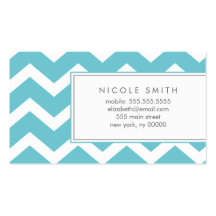 Aqua Zig Zag Chevron Pattern Calling Cards Business Card