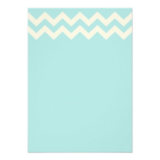 Aqual Blue and Ivory Chevron Wedding Invitations