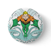 Aquaman Lunging Forward Pinback Button
