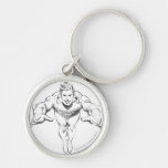 Aquaman Lunging Forward BW Keychains