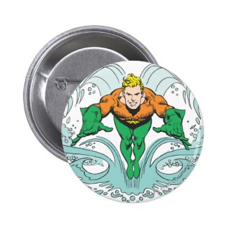Aquaman Lunging Forward Pinback Button