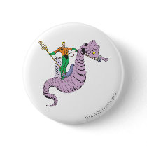 Aquaman Rides Seahorse Pinback Button
