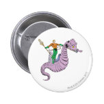 Aquaman Rides Seahorse Pinback Button