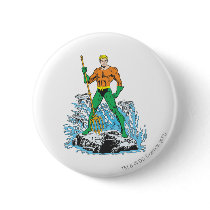 Aquaman Stands with Pitchfork Pinback Buttons