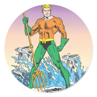 Aquaman Stands With Spear Round Sticker