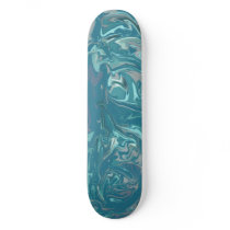 Aquamarine and Gray Swirl, Skateboard.