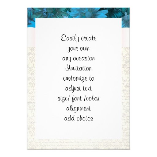 Aquamarine blue floral and cream damask custom announcements
