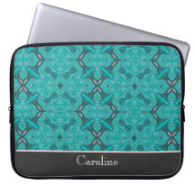 Aquamarine Damask Notebook Computer Sleeve