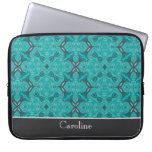 Aquamarine Damask Notebook Computer Sleeve