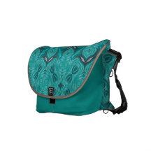 Aquamarine Damask Rickshaw Messenger Bag