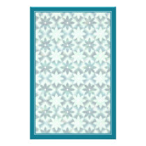 Aquamarine Decorative Floral Tiles Stationery stationery