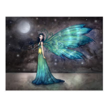 Aquamarine Eve Celestial Faerie Fairy Fantasy Art Postcard