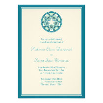 Aquamarine Floral Tiles Wedding Invitation invitations