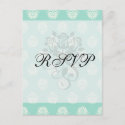 aquamarine green and cream intricate damask