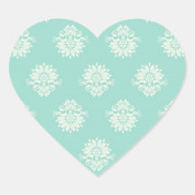 aquamarine green and cream intricate damask sticker