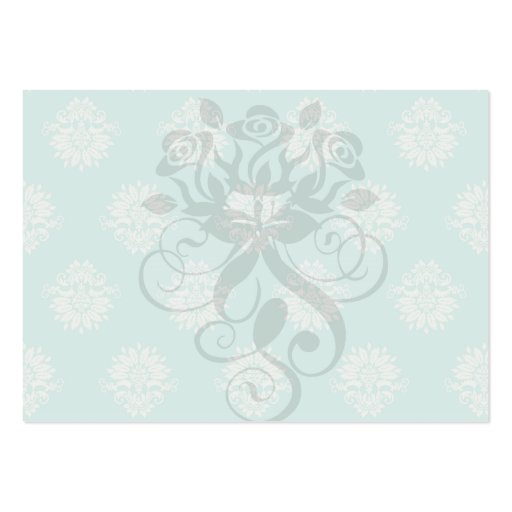 aquamarine green and cream peacock damask business cards (back side)