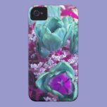 Aquamarine N Purple Tulips iPhone 4 case casemate cases