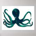 Aquamarine Octopus Poster print