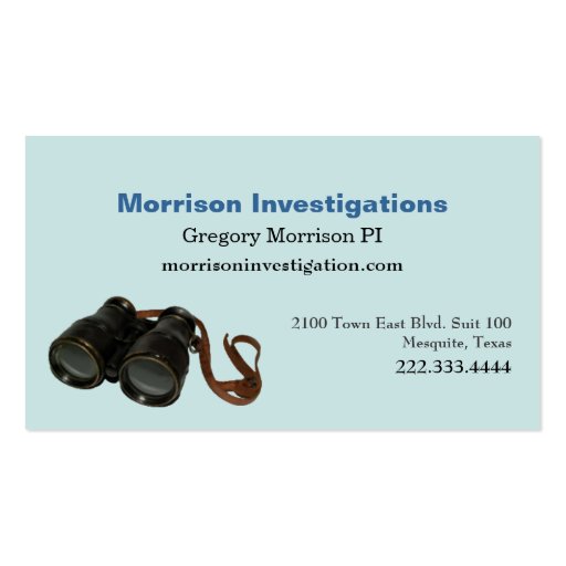 Aquamarine Private Investigation Business Card (front side)