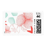 Aquamarine Sea Shells B by Ceci New York Postage Stamp