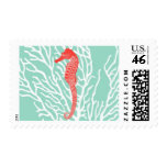 Aquamarine Seahorse B by Ceci New York Postage Stamp
