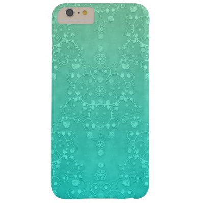 Aquamarine Turquoise Minty Green Fancy Damask Barely There iPhone 6 Plus Case