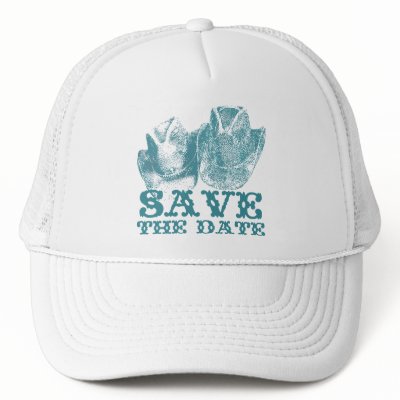 Aquamarine Western Vintage Weddings Trucker Hat by samack