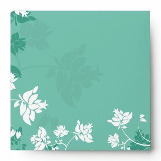 Aquamarine white floral swirls envelope envelope
