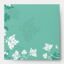 Aquamarine white floral swirls envelope