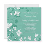 Aquamarine white floral swirls wedding invitation