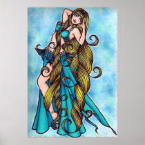 Aquarius Belly Dancer Original Art Print