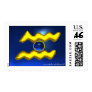 AQUARIUS, Blue Sapphire and Gold Postage Stamps