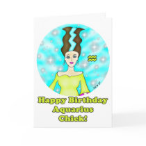 Aquarius Chick Birthday Greeting cards