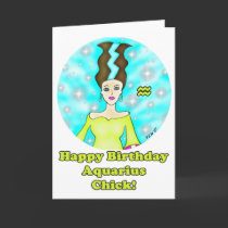 Aquarius Chick Birthday Greeting cards