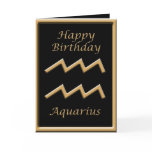 Aquarius Gold Symbol Black Birthday Greeting Greeting Cards
