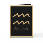 Aquarius Gold Symbol Black Greeting Card