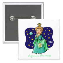 Aquarius Princess Pinback Buttons