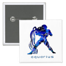 Aquarius Sign Square Pin