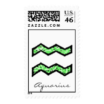 Aquarius Symbol (style1_green) Postage postage by AstrologicalDesigns Aquarius Symbol (style1_green) Postage postage