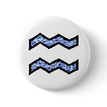 Aquarius Symbol (style 1_blue) button by AstrologicalDesigns Aquarius Symbol (style 1_blue) button