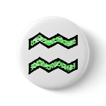 Aquarius Symbol (style 1_green) button