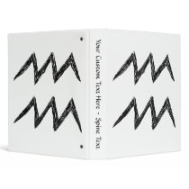 Aquarius. Zodiac Astrology Sign. Black. Vinyl Binders