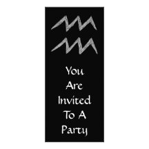 Aquarius. Zodiac Astrology Sign. Black. Personalized Invite
