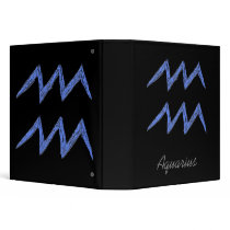 Aquarius. Zodiac Astrology Sign. Blue. Vinyl Binder