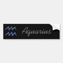 Aquarius. Zodiac Astrology Sign. Blue. Bumper Sticker